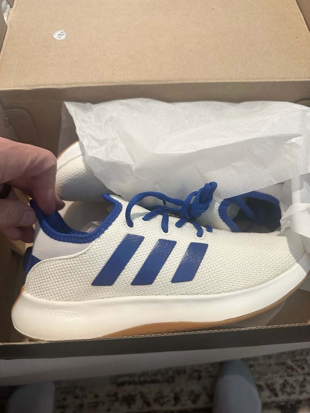 Adidas Women's Cloudfoam Pure SPW Sneakers, White/Royal Blue/Gum, Style JI4878